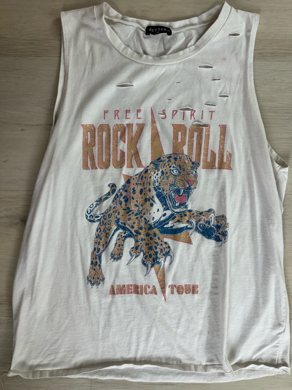 Zutter White 'Free Spirit Rock & Roll' Graphic Tank Top